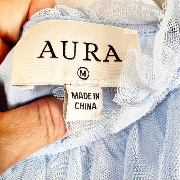 Aura Shock And Awe Blue Tulle Maxi Dress Size M NWT Tiered Princess Cottagecore - Picture 10 of 11